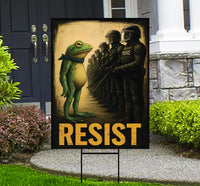 Portland Frog Anti-ICE Protest Yard Sign - Anti-Trump, No Kings In America, Protect Democracy, Resist Fascism Yard Sign with Metal H-Stake