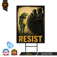 Portland Frog Anti-ICE Protest Yard Sign - Anti-Trump, No Kings In America, Protect Democracy, Resist Fascism Yard Sign with Metal H-Stake