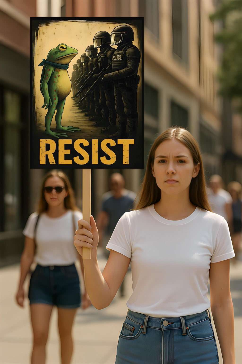 Portland Frog Anti-ICE Protest Sign, Anti-Trump, No Kings In America, Protect Democracy Political Activist Poster, Resist Fascism Rally Sign