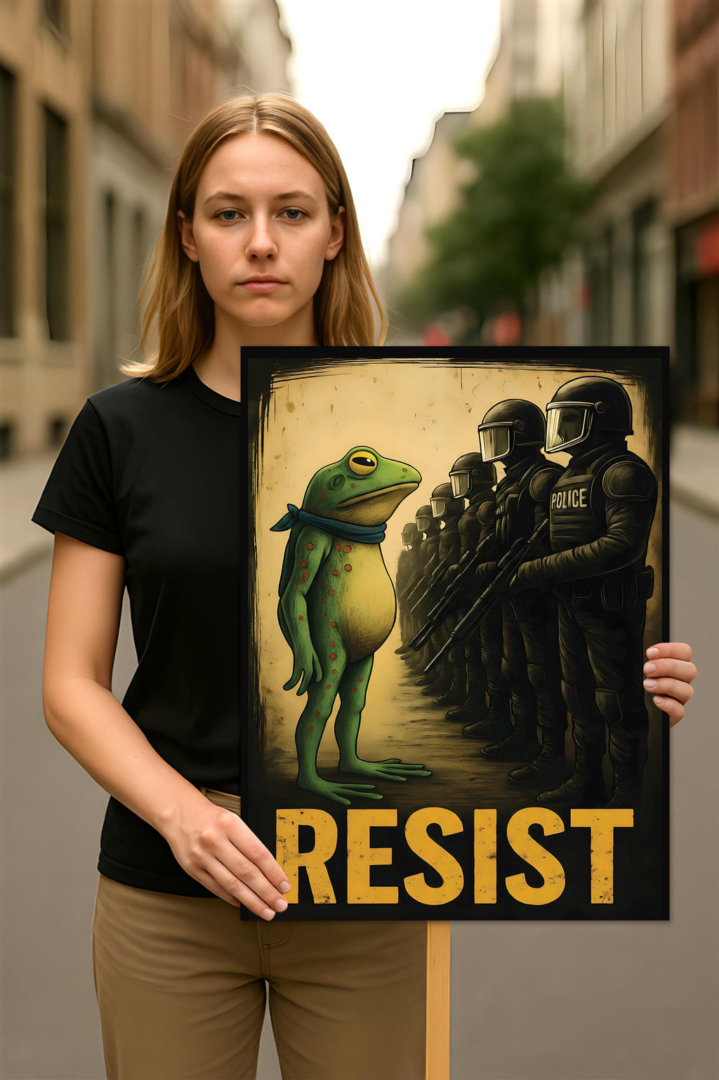Portland Frog Anti-ICE Protest Sign, Anti-Trump, No Kings In America, Protect Democracy Political Activist Poster, Resist Fascism Rally Sign