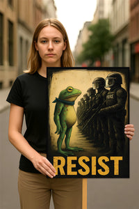 Portland Frog Anti-ICE Protest Sign, Anti-Trump, No Kings In America, Protect Democracy Political Activist Poster, Resist Fascism Rally Sign