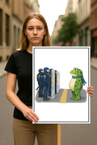 Portland Frog Anti-ICE Protest Sign, Anti-Trump, No Kings In America, Protect Democracy Political Activist Poster, Resist Fascism Rally Sign