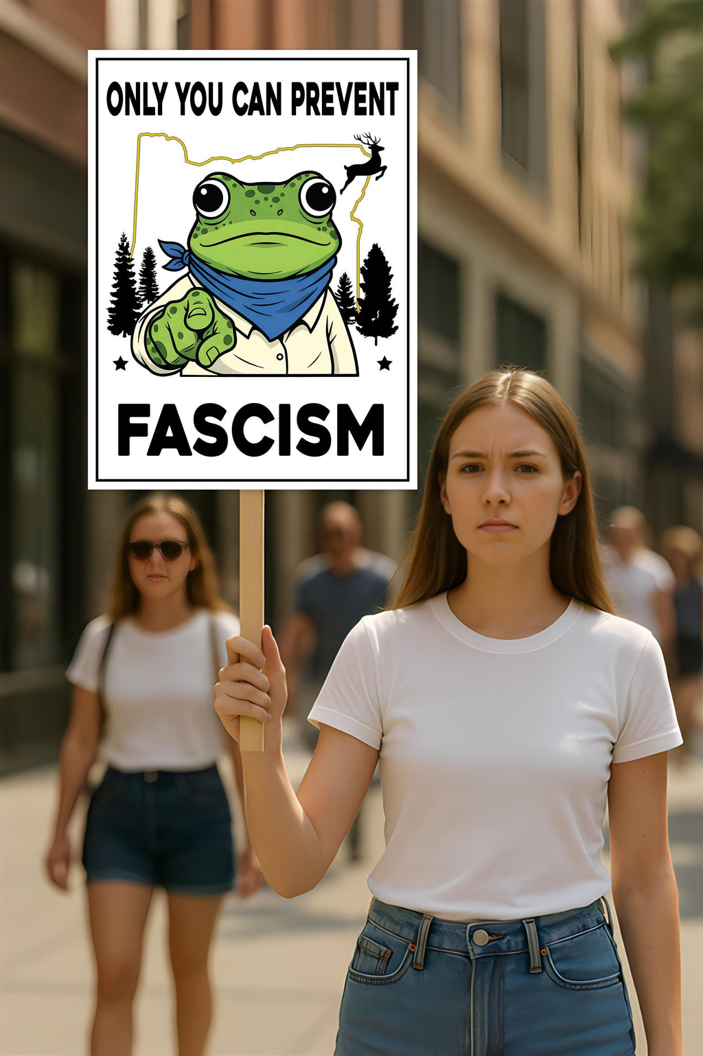 Portland Frog Anti-ICE Protest Sign, Anti-Trump, No Kings In America, Protect Democracy Political Activist Poster, Resist Fascism Rally Sign