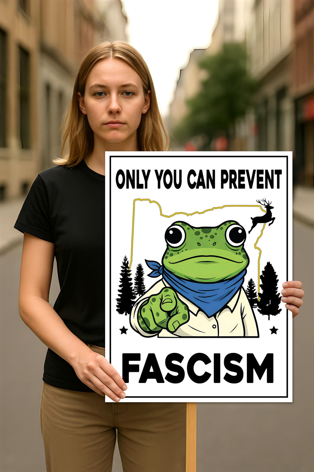 Portland Frog Anti-ICE Protest Sign, Anti-Trump, No Kings In America, Protect Democracy Political Activist Poster, Resist Fascism Rally Sign