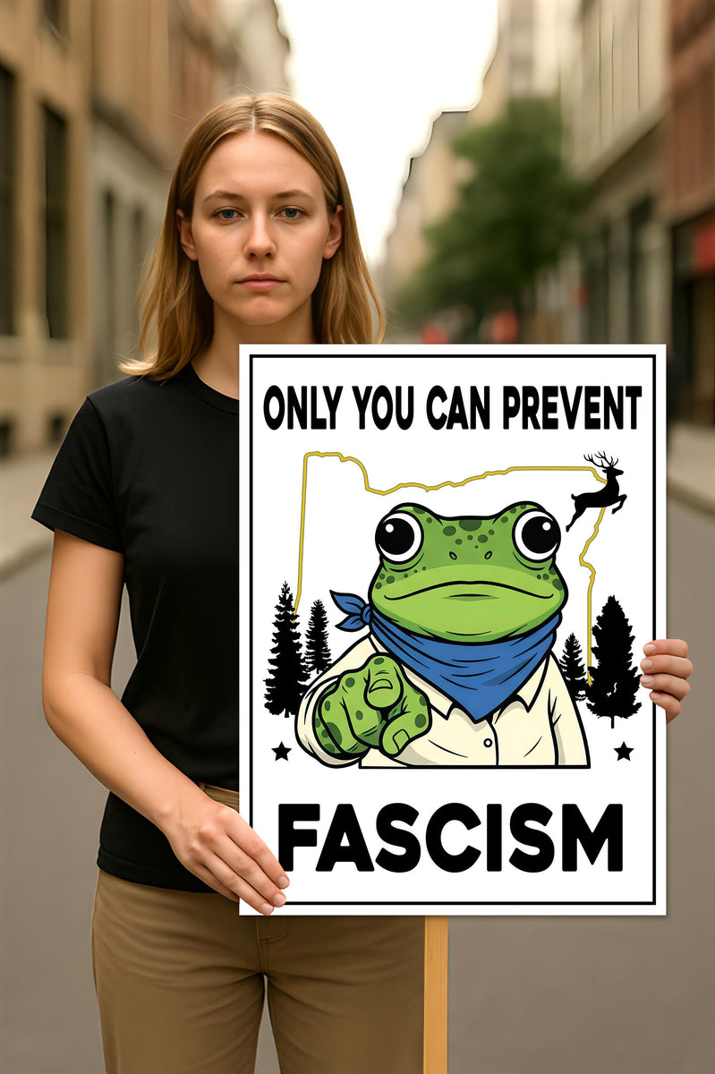 Portland Frog Anti-ICE Protest Sign, Anti-Trump, No Kings In America ...