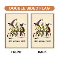 Frog Dragonfly Turtle Halloween Protest Garden Flag, Double Sided, No Kings In America, Protect Democracy, Anti-Trump, Resist Fascism Flag