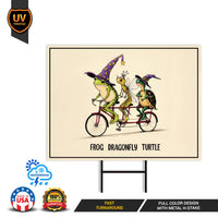 Frog Dragonfly Turtle Halloween Protest Yard Sign, Anti-Trump, No Kings Sign, Protect Democracy, Resist Fascism Yard Sign with Metal H-Stake