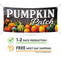 Pumpkin Patch Banner Sign - 13 Oz Heavy Duty Waterproof Pumpkins Sale Vinyl Banner With Metal Grommets