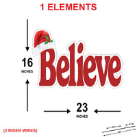 Christmas Believe Yard Sign, Outdoor Holiday Lawn Welcome Decoration with Stakes, Merry Xmas Porch Garden Party Décor for Winter Display