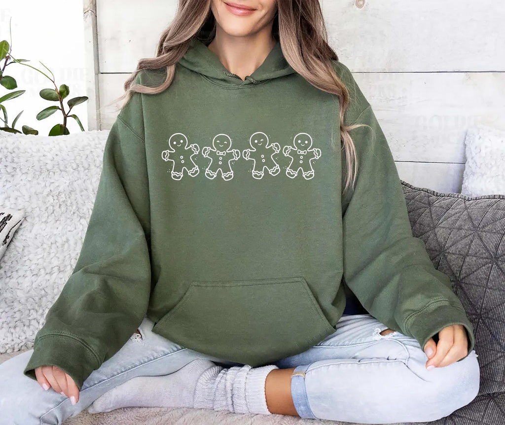 Christmas Gingerbread Cookies Hoodie, Festive Holiday Outfit Shirt, Women’s Xmas Hoodie