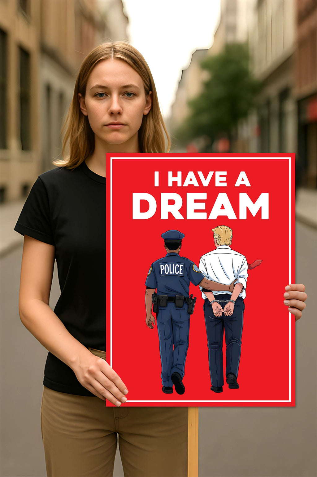 No Kings In America Protest Sign, Anti-Trump, I Have A Dream Political Activist Poster Resist Fascism Rally Sign