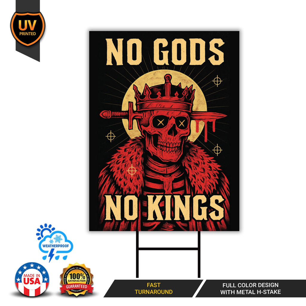 No Kings Protest Yard Sign - Democracy Not Oligarchy, Anti-Trump, Resist Racism, Resist Fascism Yard Sign with Metal H-Stake