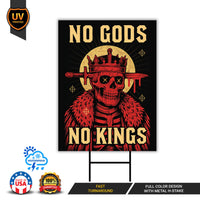 No Kings Protest Yard Sign - Democracy Not Oligarchy, Anti-Trump, Resist Racism, Resist Fascism Yard Sign with Metal H-Stake