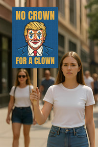 No Kings In America Protest Sign, Anti-Trump, No Crown for a Clown Political Activist Poster Resist Fascism Rally Sign