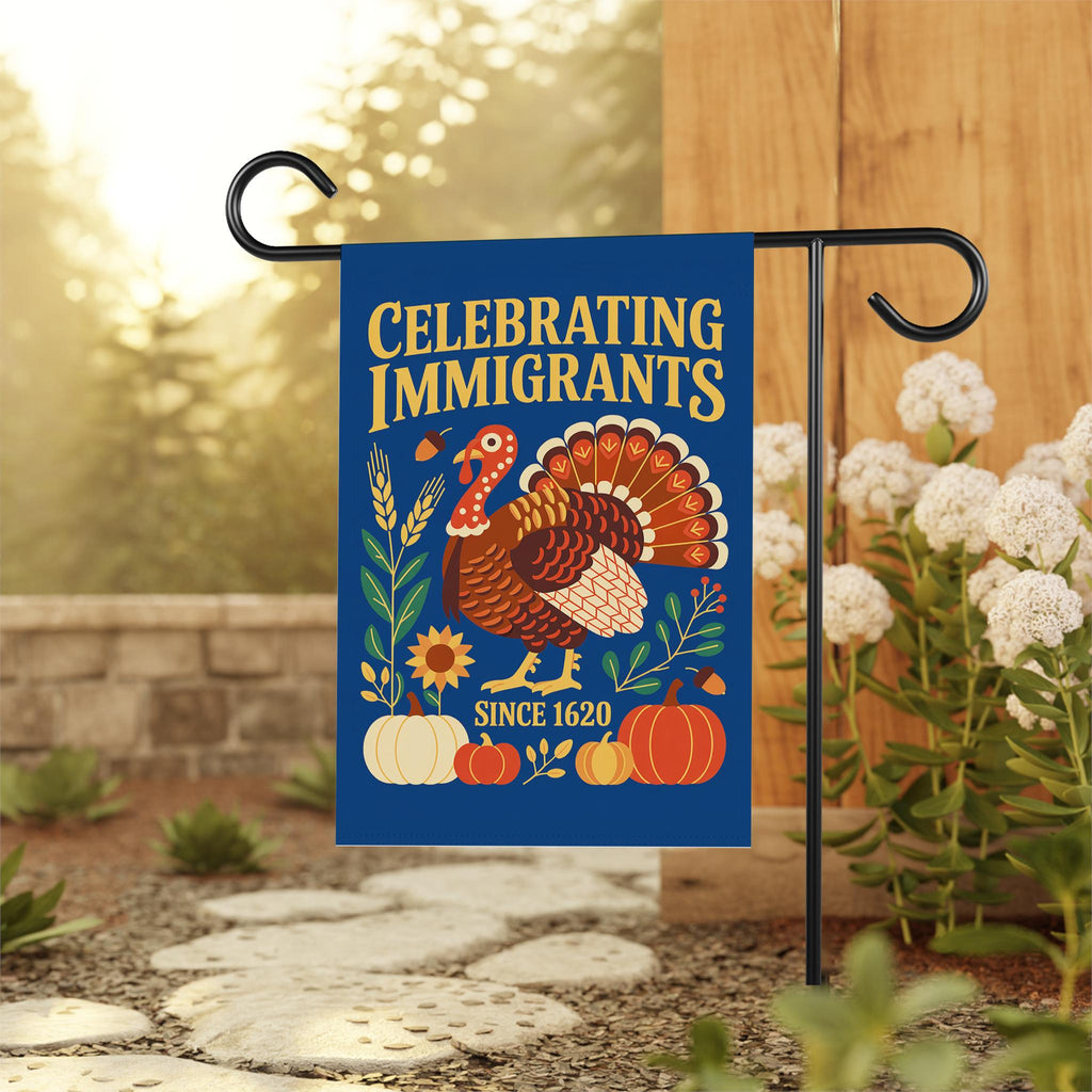 Anti-Trump Pro Immigrant Fall Protest Garden Flag, Thanksgiving Resist Fascism Yard Flag, Subtle Political Decor, Harvest Fall Outdoor Flag