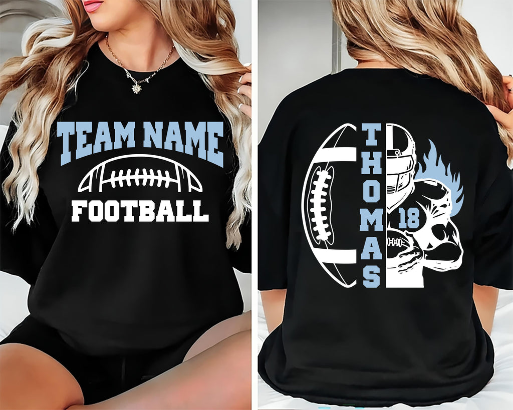 Personalized Football Shirt, Custom Team Name and Number Shirt, Football Mom Tee, Front Back