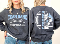 Personalized Football Sweatshirt, Custom Team Name and Number Shirt, Football Mom Sweatshirt, Front Back