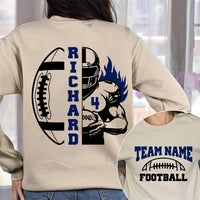 Personalized Football Sweatshirt, Custom Team Name and Number Shirt, Football Mom Sweatshirt, Front Back
