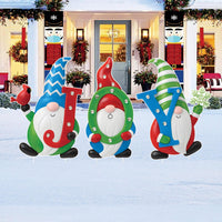 Christmas Gnome Yard Signs, JOY Holiday Lawn Stakes, Outdoor Christmas Garden Decorations for Patio, Pathway & Festive Home Winter Décor
