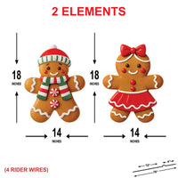 Gingerbread Boy & Girl Christmas Yard Signs, Outdoor Holiday Lawn Decorations with Stakes, Festive Garden Décor for Patio, Walkway, Home