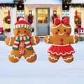 Gingerbread Boy & Girl Christmas Yard Signs, Outdoor Holiday Lawn Decorations with Stakes, Festive Garden Décor for Patio, Walkway, Home