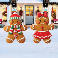 Gingerbread Boy & Girl Christmas Yard Signs, Outdoor Holiday Lawn Decorations with Stakes, Festive Garden Décor for Patio, Walkway, Home