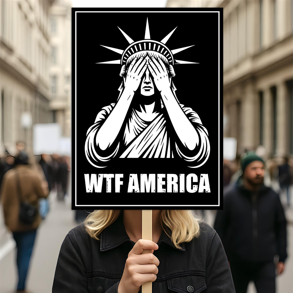 No Kings In America Protest Sign, Anti-Trump, WTF America, Democracy Not Oligarchy Political Activist Poster Resist Fascism Rally Sign