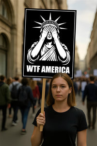 No Kings In America Protest Sign, Anti-Trump, WTF America, Democracy Not Oligarchy Political Activist Poster Resist Fascism Rally Sign