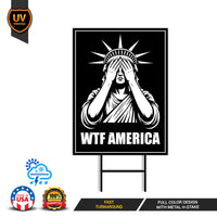 No Kings Protest Yard Sign - Democracy Not Oligarchy, WTF America, Anti-Trump, Resist Racism, Resist Fascism Yard Sign with Metal H-Stake