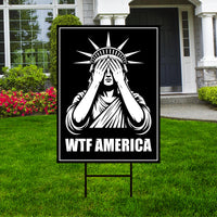 No Kings Protest Yard Sign - Democracy Not Oligarchy, WTF America, Anti-Trump, Resist Racism, Resist Fascism Yard Sign with Metal H-Stake