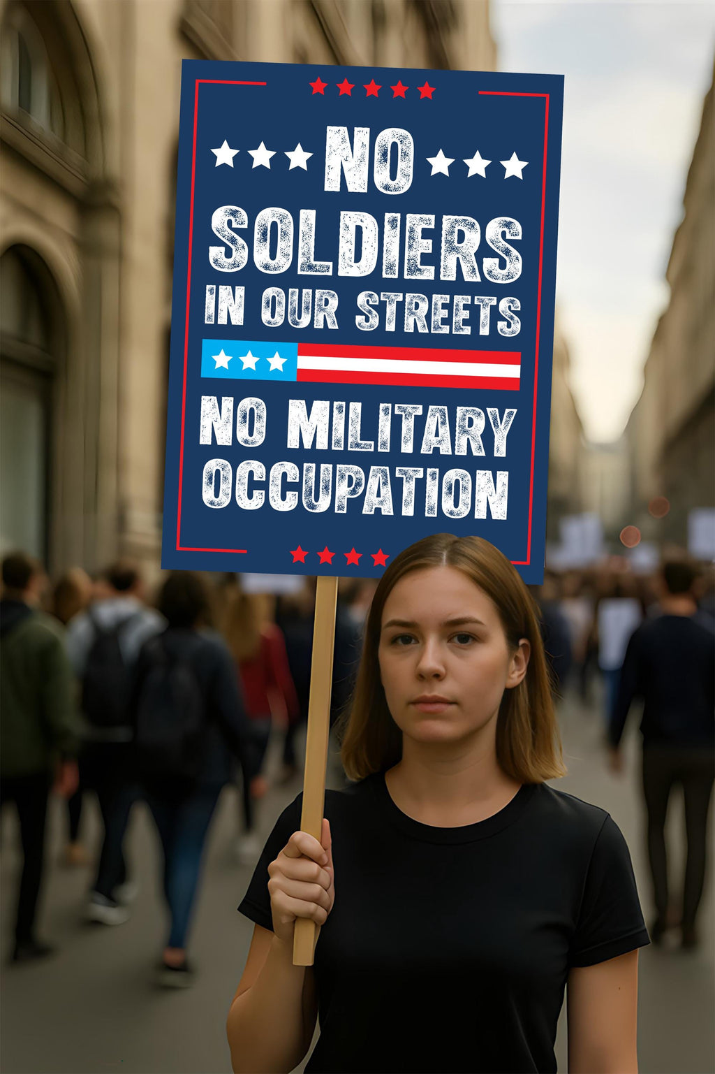 No Kings In America Protest Sign, Anti-Trump, WTF America, Democracy Not Oligarchy Political Activist Poster Resist Fascism Rally Sign