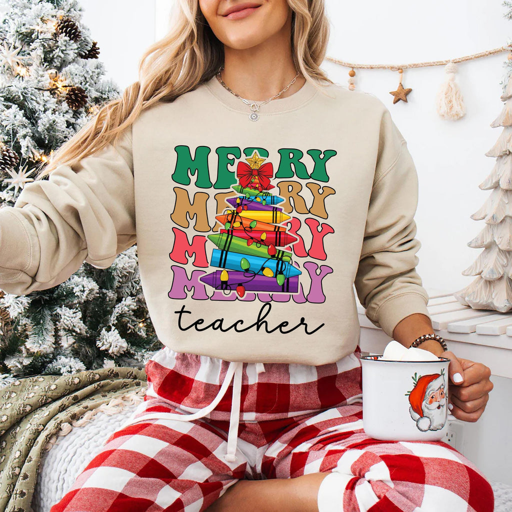 Merry Teacher Shirt, Teacher Christmas Shirt, Teacher Holiday Tee