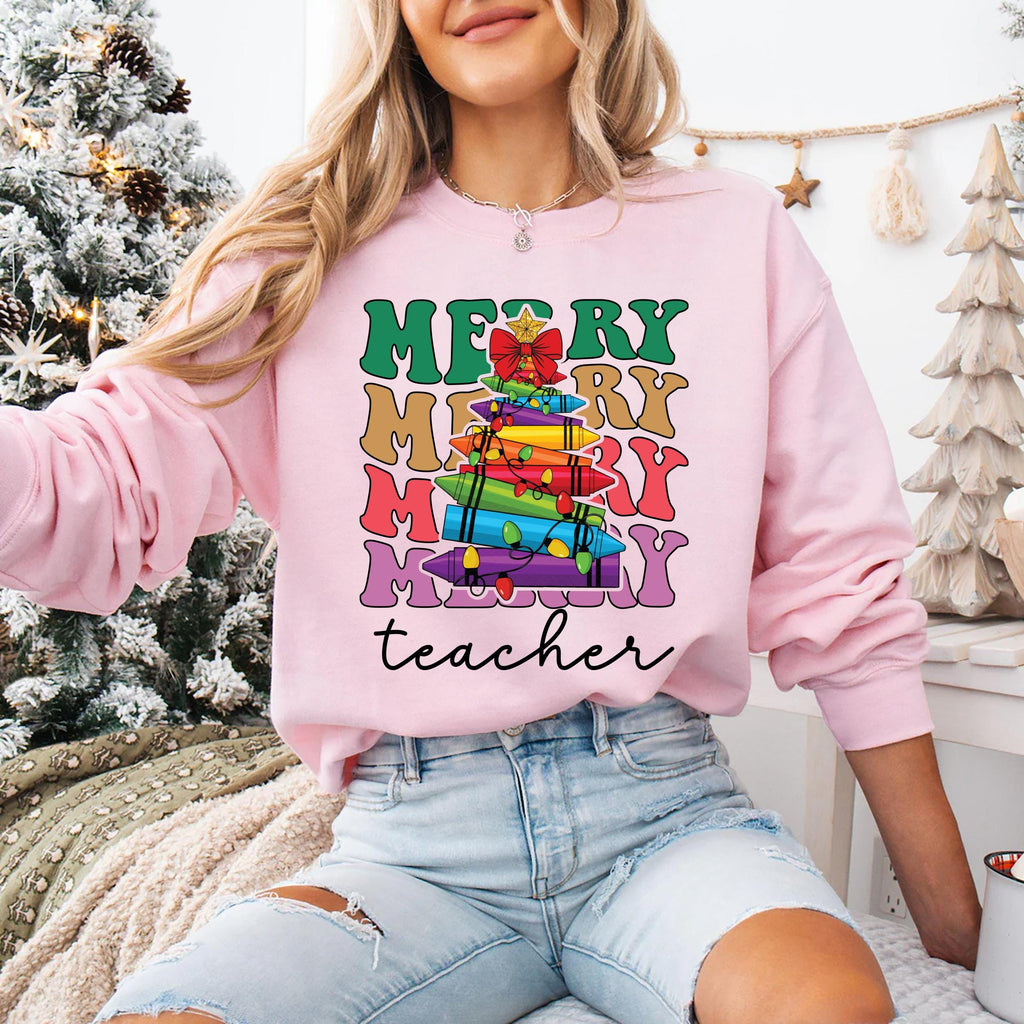 Merry Teacher Shirt, Teacher Christmas Shirt, Teacher Holiday Tee