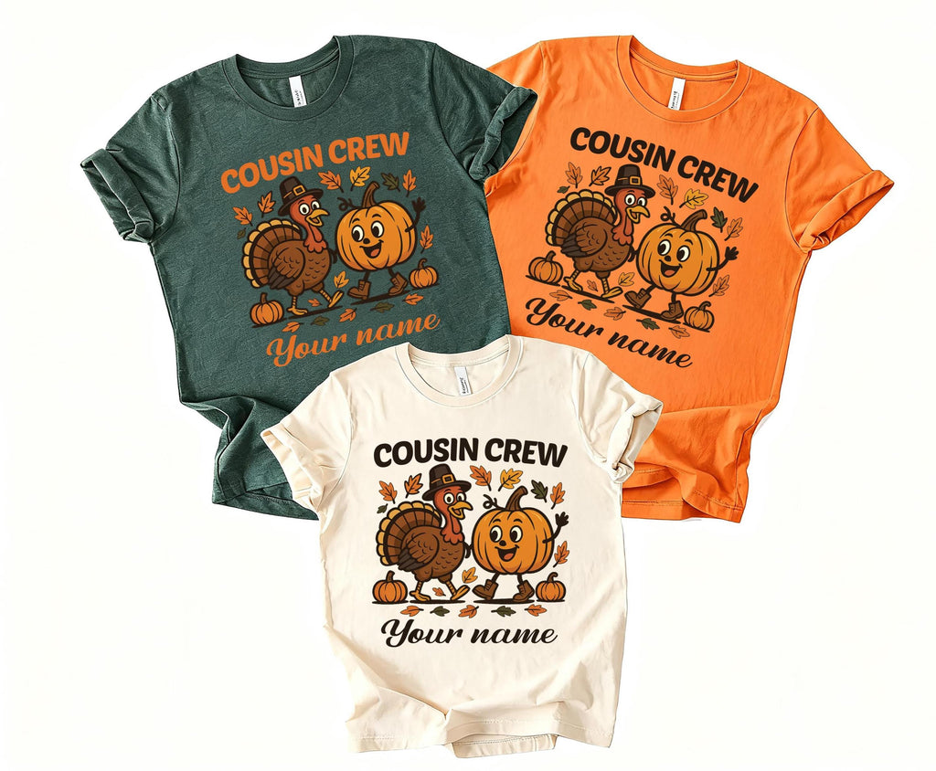 Custom Cousin Crew Thanksgiving Shirt, Personalized Family Thanksgiving Shirt, Matching Thanksgiving Kids Tee