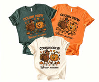 Custom Cousin Crew Thanksgiving Shirt, Personalized Family Thanksgiving Shirt, Matching Thanksgiving Kids Tee