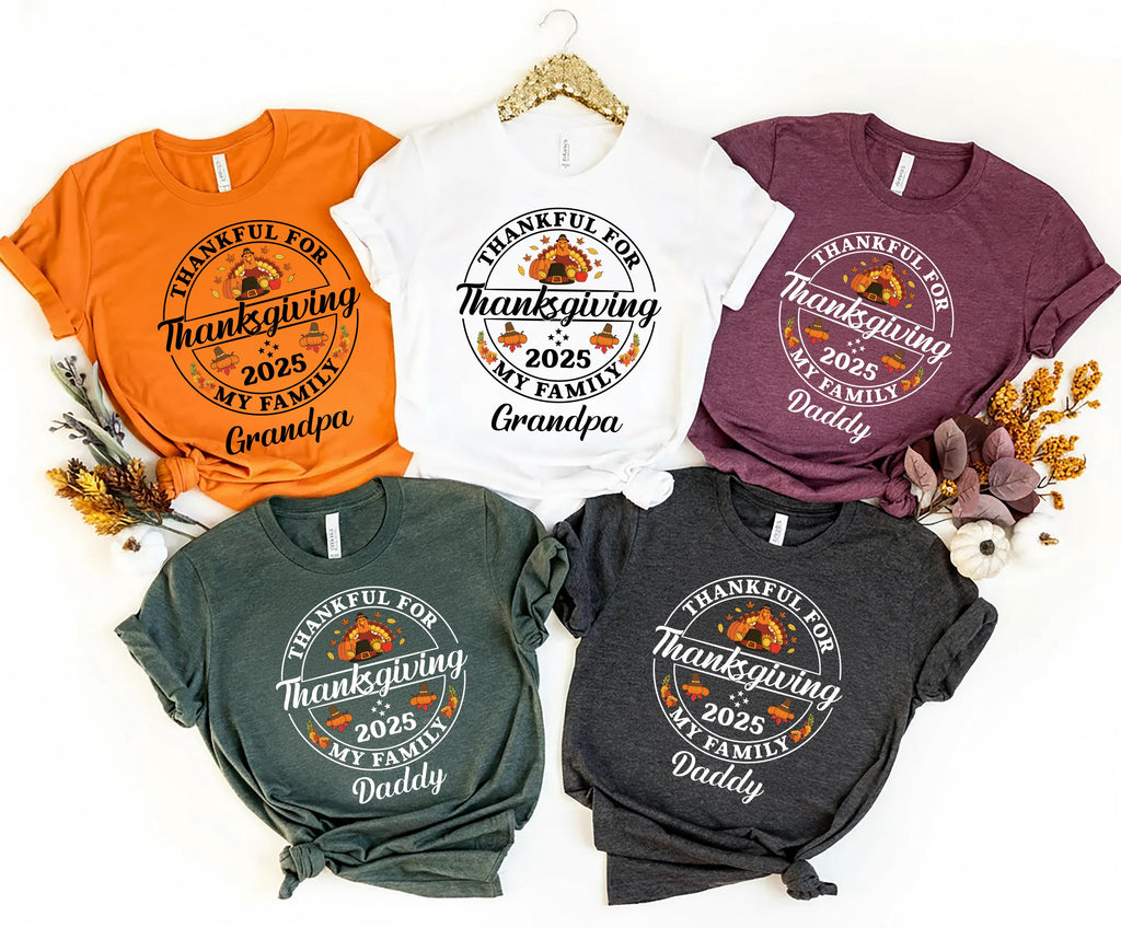 Custom Family Thanksgiving 2025 Matching Shirt, Personalized Family Thanksgiving Dinner Shirt, Autumn Family Tee