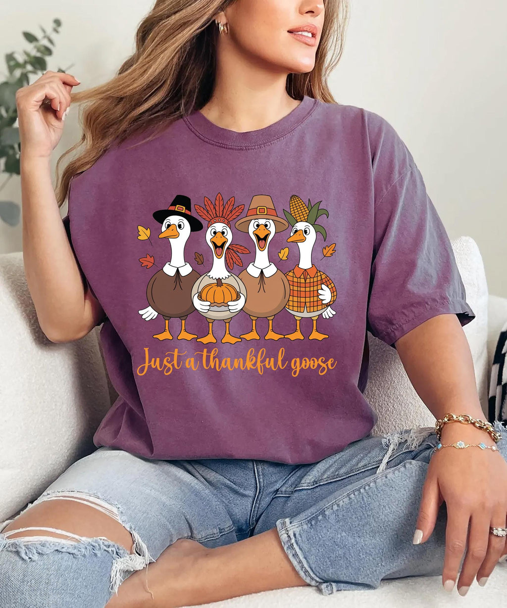 Just a Thankful Goose Shirt, Pilgrim Goose Shirt, Thankful Silly Goose Tee