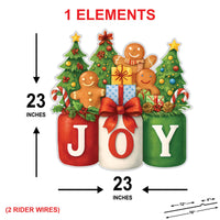 Christmas Mason Jar Yard Signs, NOEL & JOY Holiday Stakes for Outdoor Lawn, Gingerbread Xmas Garden Décor for Patio, Pathway, Home Display