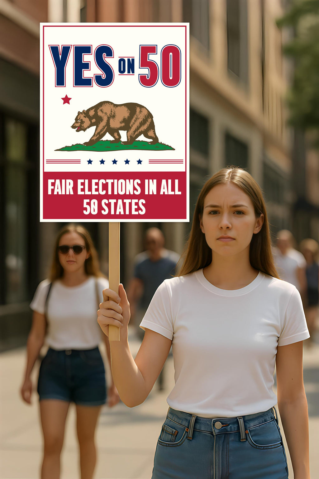 Yes on Prop 50 Protest Sign, Election Rigging Response Act Poster, Anti-Gerrymandering California Political Rally Activist Sign
