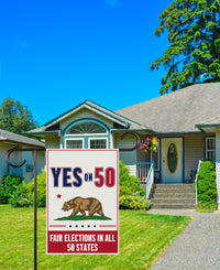 Yes on Prop 50 Garden Flag, Election Rigging Response Act Yard Flag, Anti-Gerrymandering California Flag, Political Outdoor Lawn Banner