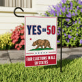 Yes on Prop 50 Garden Flag, Election Rigging Response Act Yard Flag, Anti-Gerrymandering California Flag, Political Outdoor Lawn Banner