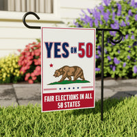 Yes on Prop 50 Garden Flag, Election Rigging Response Act Yard Flag, Anti-Gerrymandering California Flag, Political Outdoor Lawn Banner
