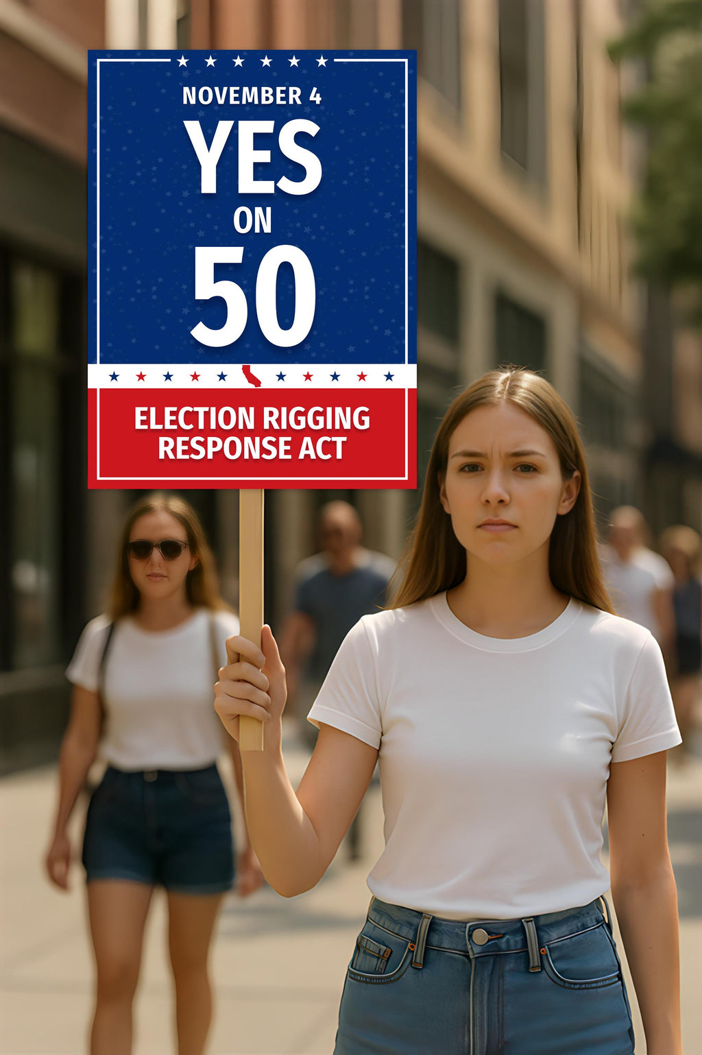 Yes on Prop 50 Protest Sign, Election Rigging Response Act Poster, Anti-Gerrymandering California Political Rally Activist Sign