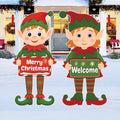 Christmas Elf Yard Stakes, Outdoor Holiday Garden Signs, Festive Elf Welcome Lawn Decorations for Xmas Patio, Porch & Winter Home Décor