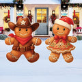Cowboy Gingerbread Boy & Girl Christmas Yard Signs, Outdoor Holiday Lawn Decorations with Stakes, Festive Garden Décor for Patio, Walkway