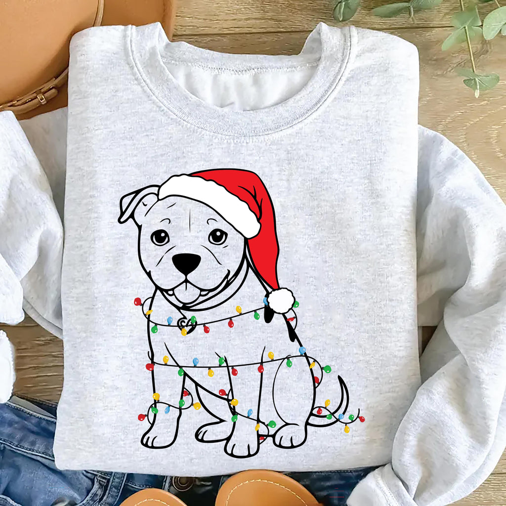Cute Christmas Dog Sweatshirt, Pitbull Holiday Shirt, Family Xmas Sweatshirt