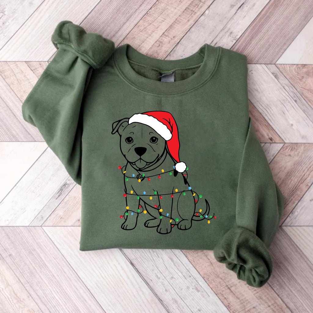 Cute Christmas Dog Sweatshirt, Pitbull Holiday Shirt, Family Xmas Sweatshirt