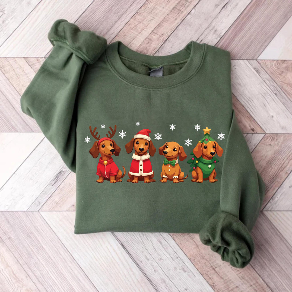 Dachshund Christmas Sweatshirt, Wiener Dog Holiday Shirt, Cute Christmas Dog Sweatshirt