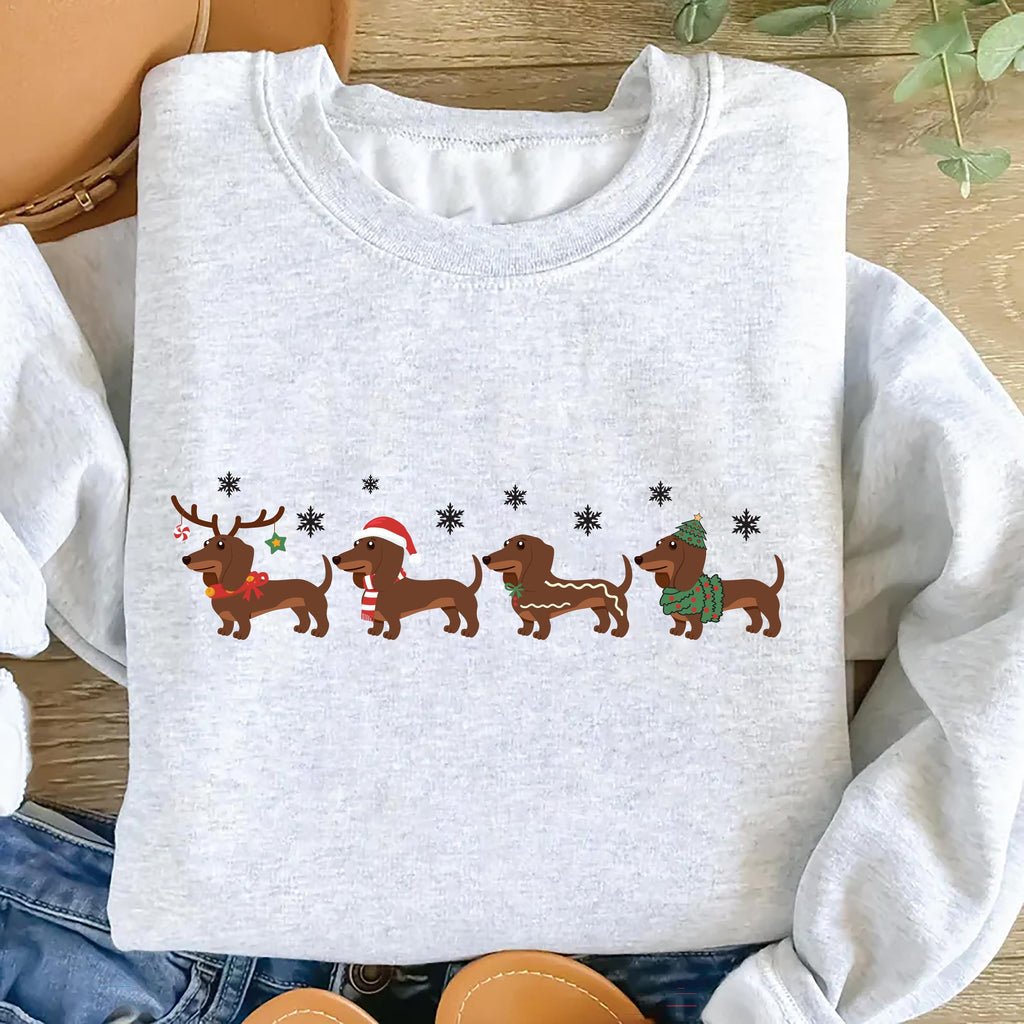 Dachshund Christmas Sweatshirt, Wiener Dog Holiday Shirt, Cute Christmas Dog Sweatshirt