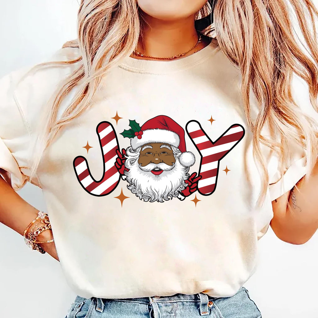 Black Santa Christmas Shirt, Retro Black Santa Christmas Shirt, Joy Holiday Tee